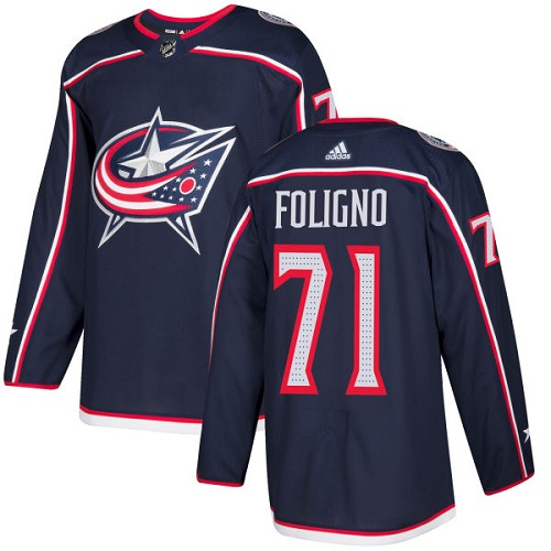 Adidas Columbus Blue Jackets #71 Nick Foligno Navy Blue Home Authentic Stitched Youth NHL Jersey